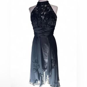 Elissa 90s vintage fairy beaded black halter dress